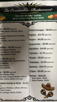 La Esmeralda Mexican menu