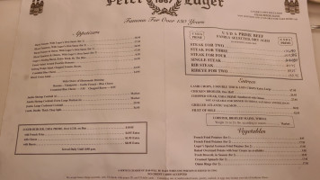 Peter Luger Steak House menu