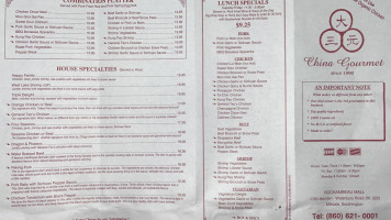 China Gourmet menu