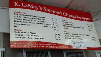 K Lamay's Steamed Cheeseburgers menu