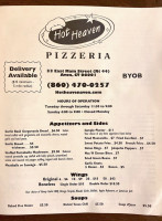 Hot Heaven Pizzeria menu