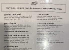 Mo's O'brady's menu