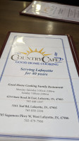 The Country Cafe menu