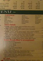 Tano's Pizza menu