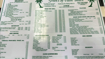 Green's Luncheonette Store menu