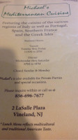 Michael's Mediterranean Cuisine menu