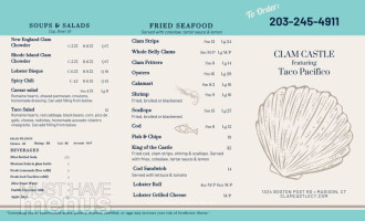 Clam Castle menu