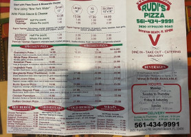 Rudi's Pizza menu