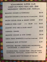 Schaumburg Dinner Club menu