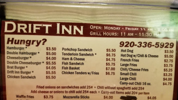 Drift Inn menu