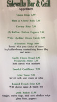 Sidewalks Saloon Grill menu