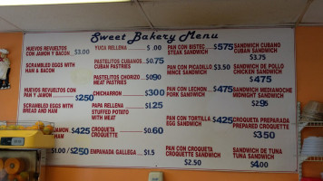 Sweet Bakery Cafeteria menu