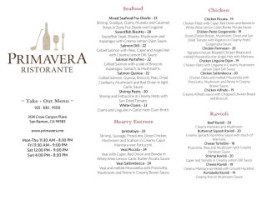 Primavera Ristorante menu