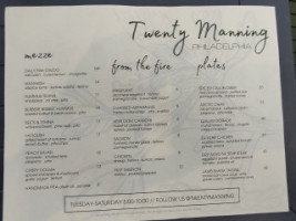 Twenty Manning Grill menu