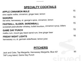 TAP Sports Bar - MGM National Harbor menu