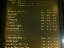 Starbucks menu