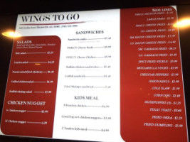 Wings To Go menu