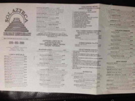 Sol Azteca menu