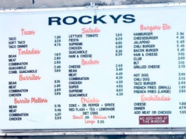 Rocky's menu