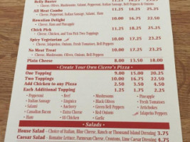 Cicero's Pizza menu