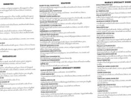 Maria's Restaurant. menu