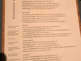 Monsoon Restaurant menu