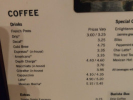 Temple Coffee menu