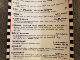 Rocket Alley Bar and Grill menu