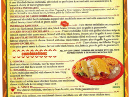 Del Rio Restaurant menu