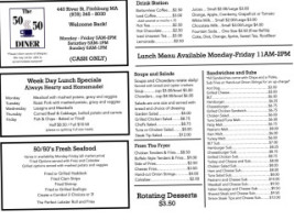 50-50 Diner menu