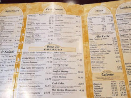 Pasta Too menu