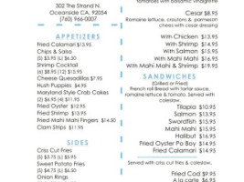 Tin Fish Restaurant menu