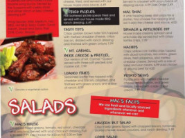 Mac's Pizza Pub menu