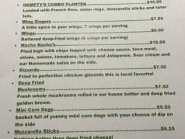 Humpty's Dump menu