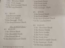 Roy's Meat Market menu