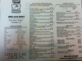 Coop Deville menu