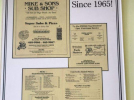 Mike and Sons Sub Shop menu