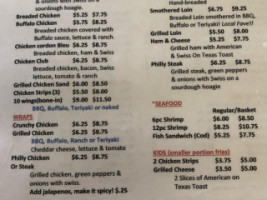 Dave's Welcome Inn menu