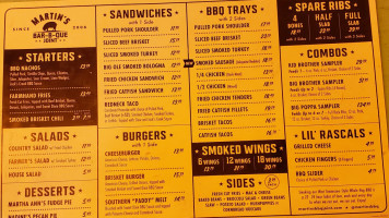 Martin's -b-que Joint menu