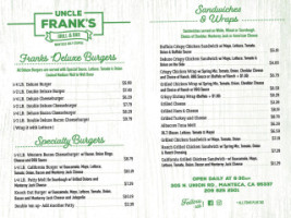 Uncle Franks Grill menu