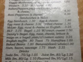 Dannys Breakfast Place menu