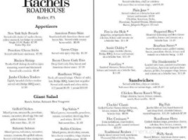 Rachel's Roadhouse menu