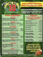 Big 10 Sports Grill menu