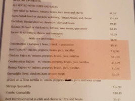 The Back Porch menu