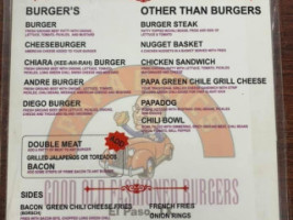 Papa Burgers menu