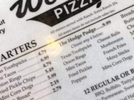 Woody's Pizza menu