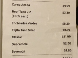 Sabor A Mexico menu