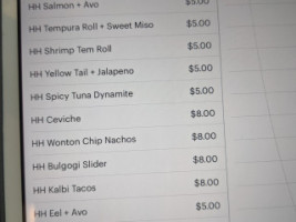 Sushi Rock menu