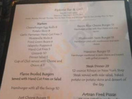 Ritzville Pastime Grill menu