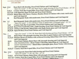 Hickory Bridge Farm And Bed Breakfast menu